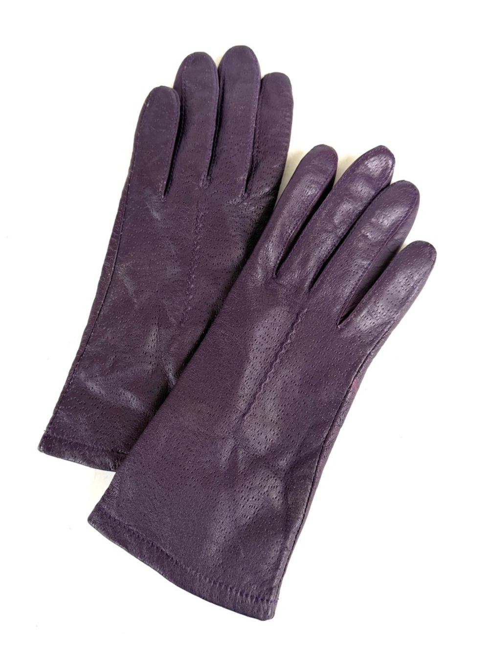 Downed Women's Purple Leather Gloves, Size 7